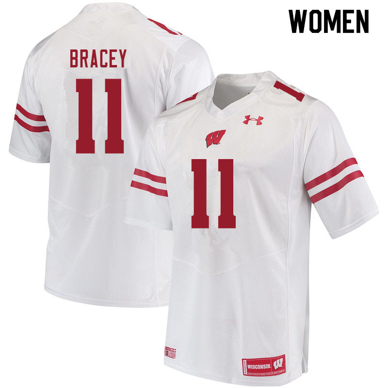 Women #11 Stephan Bracey Wisconsin Badgers College Football Jerseys Sale-White